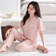 LangSha pajamas for women in spring and summer pure cotton thin style with chest pad short-sleeved home clothes for women sweet and anti-convex dot set 693 soft powder (with chest pad) M[155-160cm/90-110Jin[Jin equals 0.5 kg]]