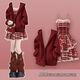 Qinhuafang winter clothes women's clothing New Year's clothing set female students' Christmas clothing design sense for autumn and winter. Red cross sweater + red plaid suspender skirt 6627 S Recommended 70-85 Jin [Jin equals 0.5 kg]