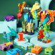 Jiuqiqi Spielzeug Kinder digitaler Deformation Spielzeug King Kong Fusion Roboter Early Education Cognitive Dinosaur-Versammlung Spielzeug Jungen und Mädchen 0-9 Zahlen plus Symbole können integriert werden 3 Formen 8188