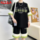 
KLSJLA casual suit men's summer trendy brand ice silk sports short-sleeved shorts men's suit a set with handsome teenagers DT681 khaki suit L 175 (about 120-145 Jin [Jin equals 0.5 kg] can be worn)