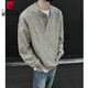 Pierre Cardin American Handsome Henley Collar Sweater Men's 2025 New Autumn and Winter Lazy Feeling Old Money Style Knitted Sweater Jacket Gray M