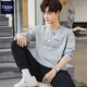 TEEK heavyweight water soft cotton long-sleeved T-shirt men's autumn clothing 2025 new fashion printed top youth casual clothes [adding velvet to keep warm] JH728 apricot color M