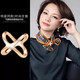 Zuoou clavicle silk scarf buckle multi-functional small square scarf buckle 2025 new high-end streamer scarf buckle coat belt knotted X-shaped rose gold small size