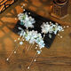 Meng Junchen Hanfu ancient style headdress female fairy silk flower hair comb flower hairpin tassel blue hair accessories clip set of accessories complete set of ear clips