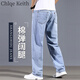 Chlqekeith Guangzhou Xintang Jeans Herren Sommer Dünne Herrenhosen High-End-losen, lockere Weitbeine Elastizierte lange Hosen Männer 1280 Hellblau (Baumwollflexible) 31