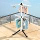 Stainless steel clothes drying rack, floor-standing foldable clothes drying rack, floor-standing bedroom balcony clothes drying rack, stainless steel clothes drying rack, telescopic household clothes bar [Nordic blue] metal model - installation-free folding - seven-fin windproof - can be lifted and lowered