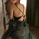 Dispositif émotionnel sexy Transparent Retro BellyBand Phoenix Sexy Hanfu Uniforme Pyjamas Pure Passion Set Peacock Green + 9756 One Size (80120)