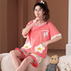 
Langsha parent-child mother-daughter clothing pajamas women summer short-sleeved thin cotton home clothing girls summer girls student suit LM6627 XL women 165-170CM/115-135Jin[Jin equals 0.5 kg]