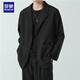 ROMON suit men's spring and autumn trendy loose lapel business single suit casual small suit jacket CG-K8 black XL