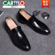Katile Crocodile 2022 Neue Herren-Freischuhe koreanische Business-Lederschuhe im Koreaner-Stil mit einem Fuß faulen spitzen Lederschuhen Hochzeitsschuhe Männer 183-9715 Brown 38