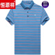 
Hengyuanxiang high-end short-sleeved T-shirt for men in summer middle-aged dad outfit, large size business casual pure cotton striped lapel Paul shirt men HFX691 blue XL 175[140-160Jin[Jin equals 0.5 kg]]