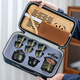 Zhengyang travel tea set portable outdoor ceramic quick cup one pot four cups office simple kung fu tea making Jilan Jinxiu (one pot six cups can long plate) + leather bag blue