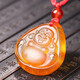 Wanjun natural gold amber beeswax is blessed to accompany the Buddha Maitreya Buddha Laughing Buddha protective Buddha pendant beeswax original stone pendant 4.77 grams gold amber laughing Buddha