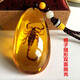 Bixiutang ethnic style insect amber pendant scorpion fossil beeswax necklace men and women butterfly water drop long sweater chain pendant scorpion single-sided polishing + handle rope