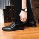 Shiguangli Leather Shoes Men's Over-the-Toe Business Casual Shoes Men's Shoes Comfortable Daily Driving Slip-On Peas Shoes Dad Shoes Men's Casual Leather Shoes Black Size 40
