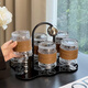 Mousse cup set living room home light luxury high-end glass water cup drink cup coffee cup storage cup holder ball cup holder set 6 cups + 1 rack