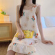 Pei Ruan Xia Coton Pure Suspender Pajamas Robe de femme mignon Nightgown Girl Étudiant Coton Gauze Gauze Home Clothing MJF_9272 # VIET JURT Cherry Bear 2xl Recommandé 130-150Jin [Jin est égal à 0,5 kg] plus une grande taille