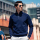 Mr. Bu Zipper Half-high Neck Windproof Sweater Spring and Autumn Simple Print Thickened Long Sleeve T-Shirt BT12163 Deep Sea Blue M (170)