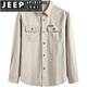JEEP SPIRIT/品牌高档男装长袖衬衫男多口袋工装免烫棉衬衣春秋中年宽松 1389加绒卡其色 6XL
