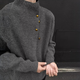 Yiran presents irregular button design turtleneck sweater for men, Korean trendy brand, handsome and lazy oversize sweater top, gray XL, recommended 140-160Jin Jin is equal to 0.5 kg