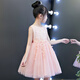 安妮优儿六一儿童节表演服装演出服女童蓬蓬裙舞蹈服小学生礼服 粉色 120