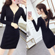 Pinwu chunqiu coréen Mid-Longing V-collier Sexy Sexe Backless Femmes Femmes de base à manches longues à manches longues