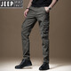 JEEP SPIRIT overalls men's 2025 new slim fit casual pants men's multi-pocket special training pants Korean style trendy paratrooper pants overalls quality 680 black 32 (waist 2 feet 5)