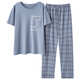 Herren-Pyjama, Sommer mit kurzärztem Baumwoll-Hose, lässige Hauskleidung, Pyjama, Sommerdünn-Baumwoll-Set, HD3523 Herren xl