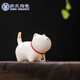 SUSHI CERAMICS mutton fat jade porcelain tea set accessories tea pet gold painted kitten J0876