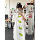 Cute pear printed short-sleeved T-shirt dress made of Shemai Duo cotton. Women’s summer niche. Loose, large, flesh-covering long maternity dress. European and American portraits #BlackM