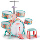 Pampering Han Yingchen drum set for children beginners for large percussion instruments jazz drums 3-10 years old toy gifts, six drums and two cymbals reinforced chairs [five colors]