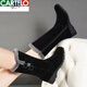 
CARTELO crocodile (CARTELO) plus velvet thickened snow boots for women in winter fur integrated boots flat sole non-slip mid-boots warm mother cotton shoes 719 black 36