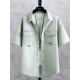 Padreque carpintero (Tucano) Camisa de manga corta de mezclilla estudiante de topes casuales retro de moda para hombres con revestimiento de bolsillo a media manga T698 verde 3xl adecuado para el peso 145 Jin [Jin equivale a 0.5 kg] -170 Jin [Jin equivale a 0.5 kg]