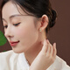 Jingli Jingda S925 Silver Hetian Jade Earrings for Women 2025 New Earrings Birthday Gifts for Women Exquisite, High-Grade and Practical Hetian Jade Peach Blossom Earrings Exquisite Gift Box