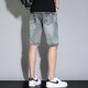 
DIOUTU personality versatile trendy youth fashion new denim shorts men summer thin fashion embroidered five-point pants JD-K829 retro blue size 28 size = waist 2 feet 1