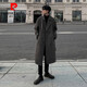 Pierre Cardin double-breasted extra-long coat for men over the knee, autumn and winter, slightly wide, British style, high-end, mid-length, high-heeled woolen windbreaker, trendy, dark gray M