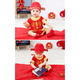Zhou Li Baby einjährige Kleidung Jungen Frühling und Herbst Fangen Zhou Kleid Baby Girls Kinder Tang Kleidung Baby Set Chinesische Stil Dünne Sommer Frühling und Herbst Winter Neujahr Neujahrskleidung Rot kurzärmelte Jahr alte Ping an (90 Größe Socken Schuhe und Hüte)