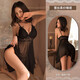
Manyan sex underwear products pure sexy pajamas thong transparent stepmother skirt high-end attack speed black silk robe 9696