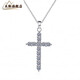 Tiansi pt950 platinum cross necklace women's sterling silver moissanite necklace sexy clavicle chain for girlfriend birthday gift 36 points moissanite