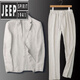 JEEP SPIRIT linen suit suit men's spring and autumn cotton and linen suit suit men's two-piece summer thin top and pants set Navy blue L 140-160Jin Jin equals 0.5 kg