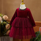 LUOBOBEIBEI Girls Dress Dress Autumn Winter Dress New Year Red Mesh Skirt Performance Host Costume Red 130
