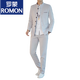 罗蒙（ROMON）中山装男青年中华立领西服套装男士唐装休闲外套男春秋季结婚礼服 107灰白色上衣+衬衫+裤子 XL