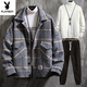 Playboy Jacket Men's Jacket Autumn and Winter Thickened Casual Suit Korean Style Men's Clothing Set with Handsome Cotton Clothes Trend Blue Jacket + Black Sweater + Pants Thickened L Recommended 100-115 Jin Jin equals 0.5 kg