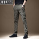 JEEP SPIRIT overalls men's 2025 new slim fit casual pants men's multi-pocket special training pants Korean style trendy paratrooper pants overalls quality 680 black 32 (waist 2 feet 5)