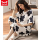 Catman Miiow 2023 New Pure Cotton Pyjamas für Frauen im Sommer kurzärmelig dünn gestreiftes Freizeitkleidungsanzug Zitronengelb A9885 L (100-120jin [Jin ist 0,5 kg])