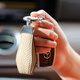 Suitbang (suitbang) top layer cowhide car keychain high-end genuine leather key rope ring ring creative men and women leather lanyard car keychain cowhide keychain-Aima orange (with horseshoe buckle)