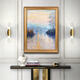 Monet, la famosa pintura de la bandera del emperador, la impresión del amanecer, pintura al óleo abstracta pintada a mano, pintura de decoración de la sala de estar, corredor de entrada y pasillo de la pintura colgante 692 marco de madera maciza de oro 110x240