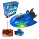 
Yuanqiu Xiaohou Innovative remote control submarine sightseeing mini speedboat nuclear submarine boat plays in the water and tease fish electric boat creative toy May Day holiday gift aircraft carrier-blue-2.4G remote control charging + battery + tool