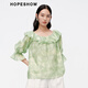 Das gleiche Verschüttungs-gedruckte Design-Chiffon-Shirt in Hongshe Einkaufszentrum 2024 New Damen Ruffle One-Shoulder Top Jiangnan Yanyu 687 XL