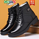 Cartelo 3513 Cruiser Herren Boots Stiefel Taktische Kampfstiefel Winter High-Top Pure Woll Military Hook Baumwoll Lederschuhe warme Stiefel 3519 Schwarz Woll-Flachsohle Modell 38 Teile 38